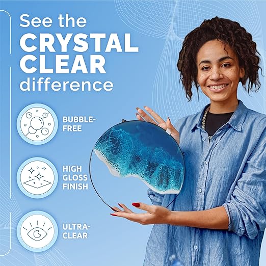 CRAFT RESIN 34 Oz Crystal Clear Epoxy Resin Kit - Food Safe & UV Resistant for DIY Art, Wood, Jewelry Making, Coasters, Molds Casting Resin Epoxy - Low Viscosity, Self Leveling for Beginners & Pros