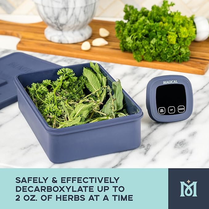 Magical Butter DecarBox Thermometer Combo Pack – Food-Grade Silicone Oven-Safe, Smell-Proof, Heat-Resistant Container for Baking, Infusing, Flavor Locking & Precise Cooking