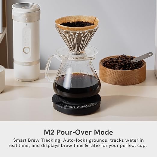 OutIn Claro Portable Coffee Scale, Espresso Scale 2kg/0.1g Accurate Measurement, Pour Over Coffee Scale Multiple Modes, Timer Function, Rechargeable, with Protective Bag