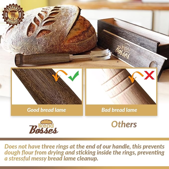 Bread Bosses Bread Bakers Lame Slashing Tool - Dough Making Slasher Tools Baking Sourdough Bread Starter Jar Scoring Knife Razor Cutter Slashing Tool Accessories for Cutting Supplies -Great As A Gift