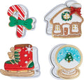 Flycalf Christmas Cookie Cutters for Kids Baking with Stamper Stencil 3D Cake Decorating Pastry Kitchen Mold Supplies Christmas Shapes Holiday Birthday Party Biscuit Fondant Tools