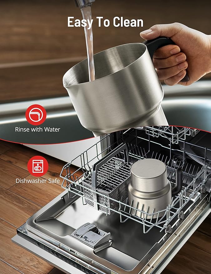 PARIS RHÔNE Milk Frother and Steamer, 4-in-1 Detachable Milk Steamer, 500ml Hot Chocolate Maker and Milk Warmer with Hot & Cold Foam, Dishwasher Safe, All Stainless Steel