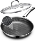 Non Stick Frying Pans 12 inch, Hybrid Frying Pans Nonstick with Lid,non stick Stainless Steel Skillets, Dishwasher and Oven-Safe Chef Pan, Induction Compatible Cooking Pan, PFOA Free Cookware