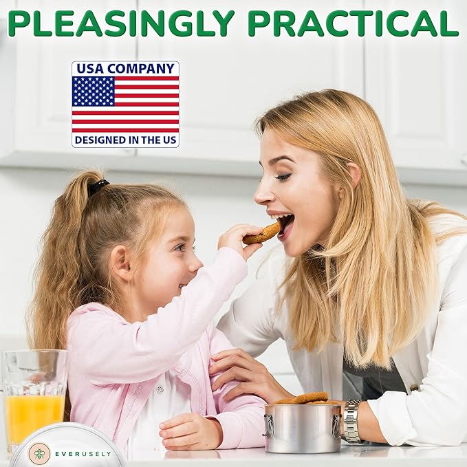Stainless Steel Food Storage Container with Lid - 27 oz / 0.8 L - Metal Lunch + Meal Prep Tin with Food-Safe Leakproof Seal - Stackable Pantry Snack Organizer - Reusable Travel Lunchbox for Leftovers