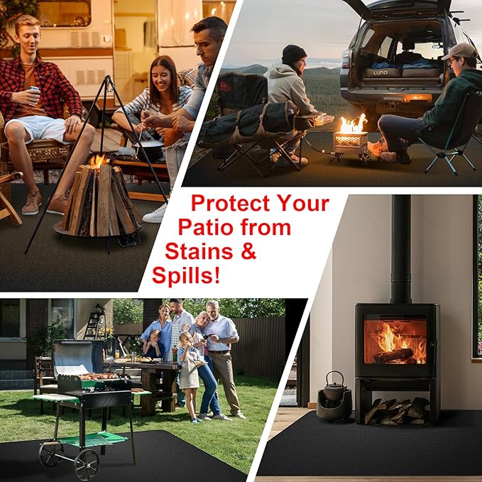 Under Grill Mat for Outdoor Grill – 71 x 40 Inch Fireproof Deck Protector, Heat Resistant & Waterproof BBQ Mat, Ideal Gift for Dad, Great for Gas, Charcoal Grill, Smoker, Fire Pit
