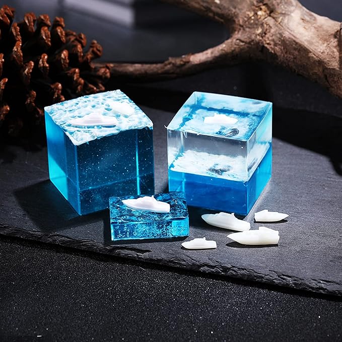 Woohome 16 PCS Jewelry Making Supplies - Resin Moulds & Fillers, 3D Mini Cruise Ship Whale Jellyfish Diver Moulds for Art Resin Crafts