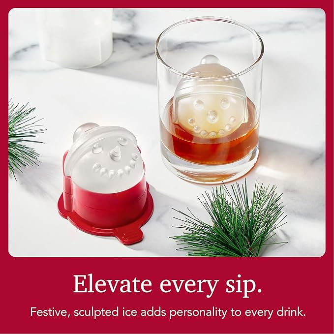 Tovolo Knitted Hat Snowman Ice Mold Set of 2 Holiday Sphere Ice Makers for Cocktails, Christmas Ice Ball Mold for a Festive Holiday Gift, BPA Free Silicone Dishwasher Safe Ice Molds