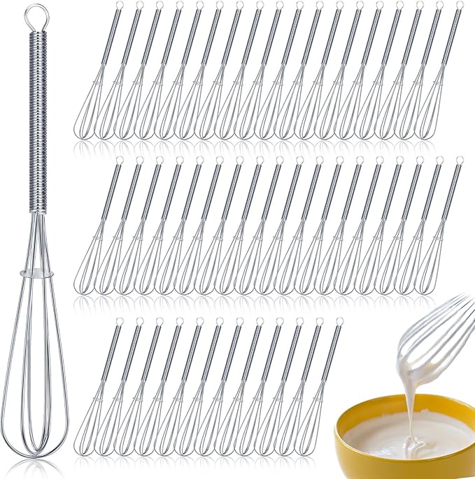 Baderke 50 Pcs 6 Inch Mini Whisk Bulk Small Whisks for Cooking 304 Stainless Steel Tiny Whisk for Baking, Whipping, Beating Eggs, Mixing Sauces, Blending Ingredients