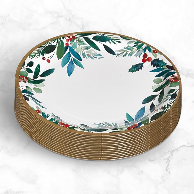 Papyrus Disposable Tabletop Plates Set - Elegant and Sturdy Plates for Any Occasion, Holiday Foliage, Plates