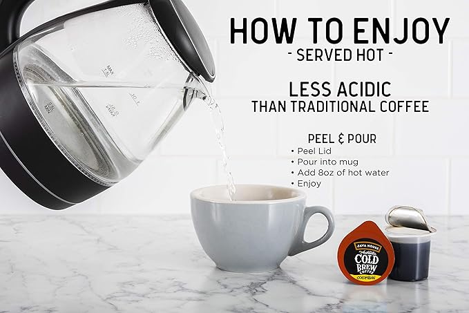 Java House Single-Serve Cold Brew Coffee Pods – 100% Arabica Liquid Concentrate – Smooth & Bold Colombian Roast – 6 Pods – Ready Hot or Iced, TSA Approved