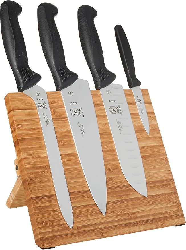 Mercer Culinary - M21981 Millennia 5-Piece Magnetic Board Set with Black Handles, Bamboo , 16 x 8 x 18 inches