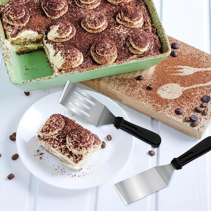 Metal Spatulas 1 PC, Stainless Steel Spatula with Heat Resistant Handle, 9.8 Inch Stainless Steel Spatula Ideal for Desserts, Pancakes, Eggs, Griddle Scraper or BBQ