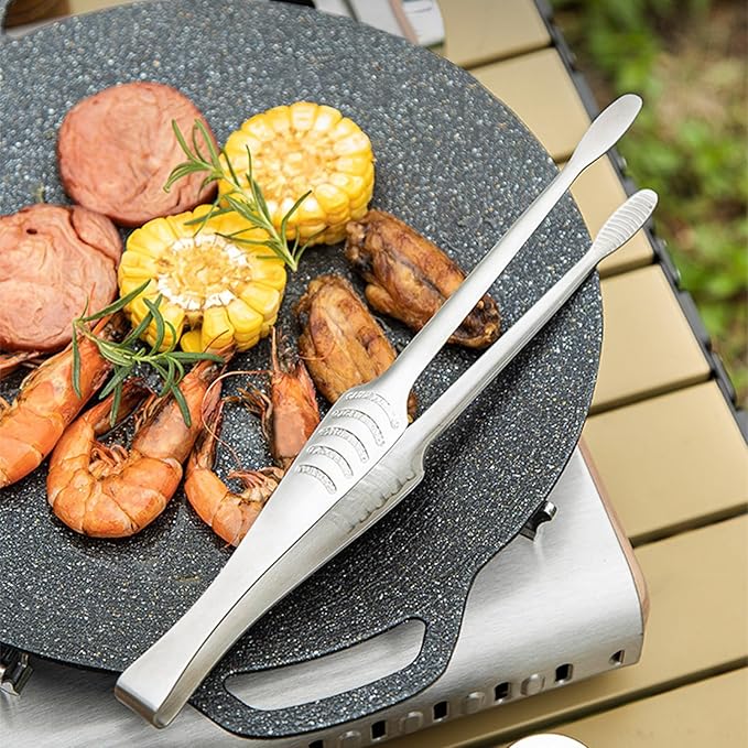 JETKONG Stainless Steel Kitchen Tongs, Serving Tongs for Cooking, 10.6" Metal Food Tongs with Non-Slip Comfort Grip, Non-Stick Cooking Tongs Heat Resistant BBQ Tong Grill Tong for Barbecue Grilling