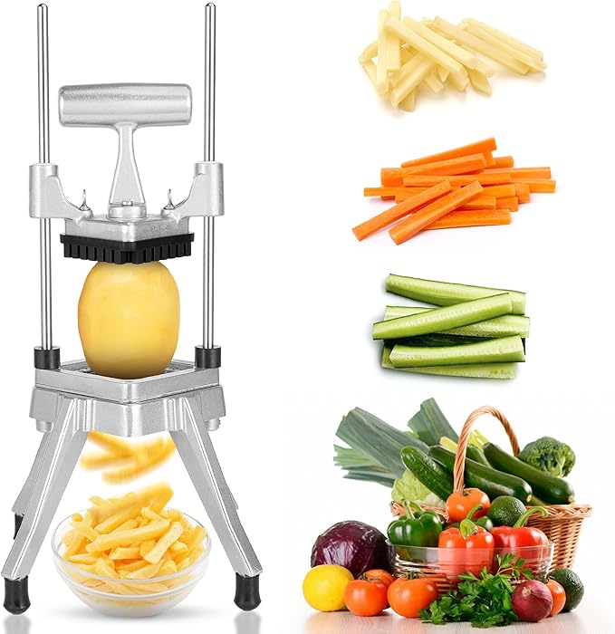 WICHEMI Commercial Chopper Vegetable Cutter Fruit Dicer Commercial Onion Chopper Professional Food Dicer Heavy Duty Stainless Steel Cutter for French Fry Tomato Potato Peppers Mushrooms (3/8")