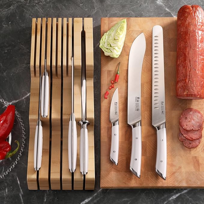 Cangshan HELENA Series German Steel Forged BBQ Knife Set (White, 8-Piece In-Drawer Set)