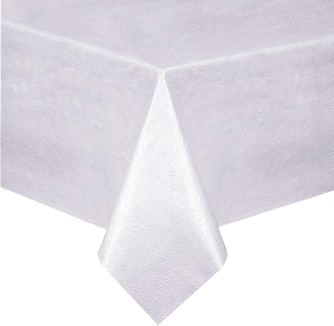 Home Bargains Plus Quilted Heavy Duty Table Pad Protector with Flannel Backing, Cut to Fit, Heat Resistant, Wipe Clean, Protects Table from Spills and Scratches, White, 70” Round Rectangle