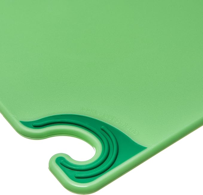 San Jamar Saf-T-Grip Plastic Cutting Board with Safety Hook, 18" x 24" x 0.5", Green
