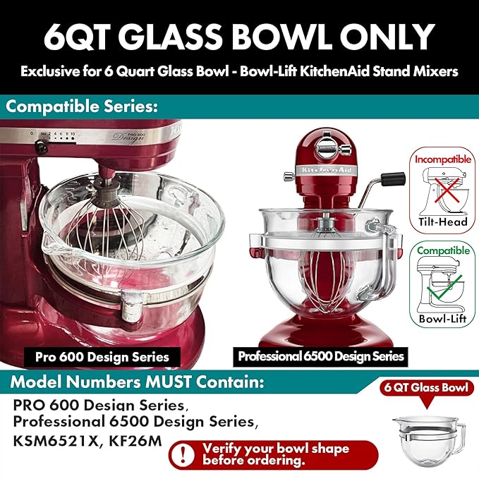 Stainless Steel Paddle Attachment SH6G for KitchenAid 6QT Glass Bowl-Lift Stand Mixers - Polished, Dishwasher Safe, One-Piece Design