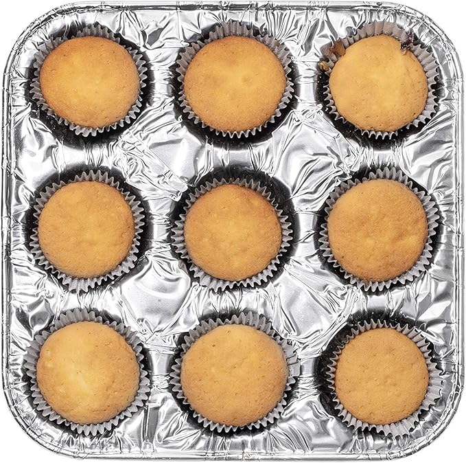 9-Cavity Mini Cupcake Easy and Simple Release Muffin Pans - Disposable Aluminum Baking Cup Cake Mold Pan - For Weddings, Gatherings, Birthdays, Parties (24)