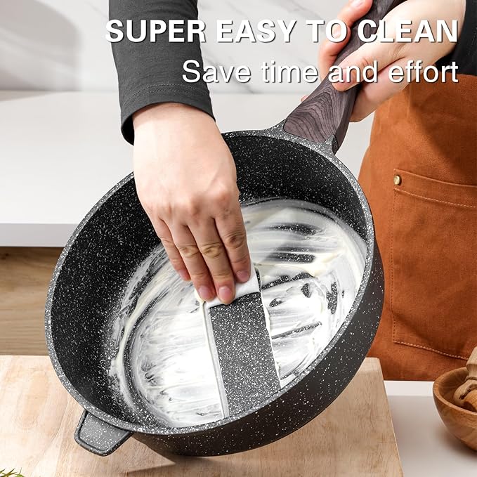 Kordisen Nonstick Deep Frying Pan with Lid, 10 Inch Non Stick Skillet, Saute Pan for Cooking, Healthy Induction Cookware, PFOA Free