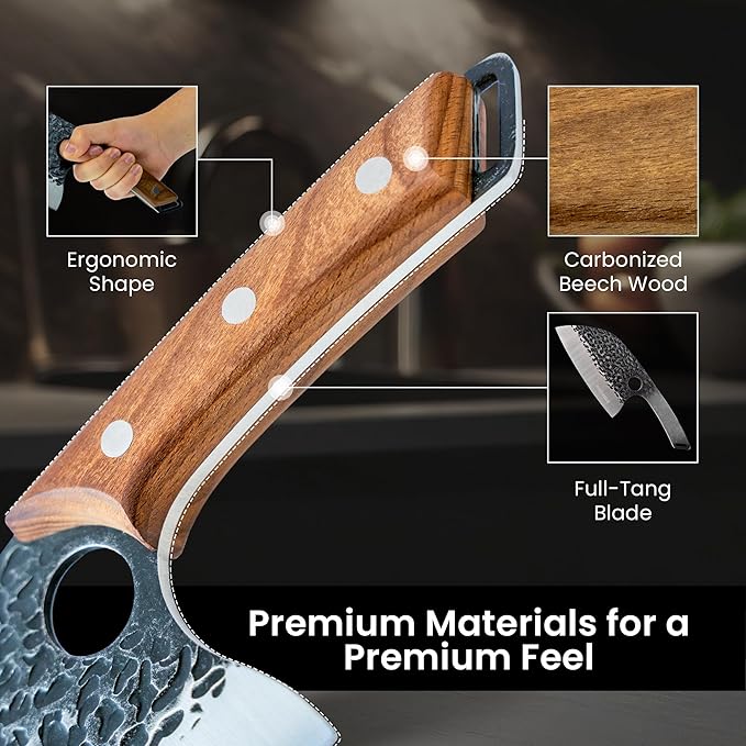 Matsato Cleaver Knife – Japanese Steel Cooking Butcher Knife for Meat & Vegetables Chopping, 5.8 Inch Kitchen Knife, Christmas Kitchen Gift for Men & Women