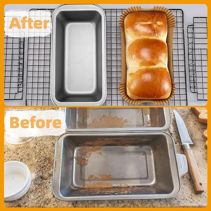 Loaf Pan Liners, 150Pcs Non-Stick Loaf Pans for Baking Bread 9x5, 2lb Disposable Parchment Bread Liners for Sourdough, Pound Cake, Banana Bread and More (Bottom Sizes: 8"× 3.5")
