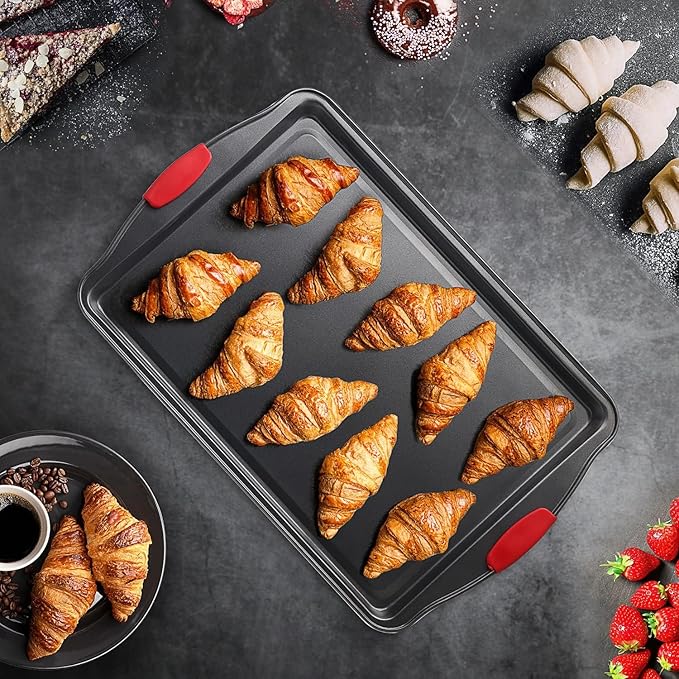 Eatex Nonstick Bakeware Set, 15-Piece with Muffin Pan, Cake Pan & Cookie Sheets for Baking, Steel Baking Sheets for Oven with Kitchen Utensils - Black