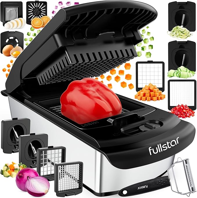 Fullstar The Original Pro Chopper - Vegetable Chopper and Spiralizer, Food Chopper with Container, Fruit Slicer, Kitchen Gadgets & Accessories, Home Essentials (9 in 1, Silver)