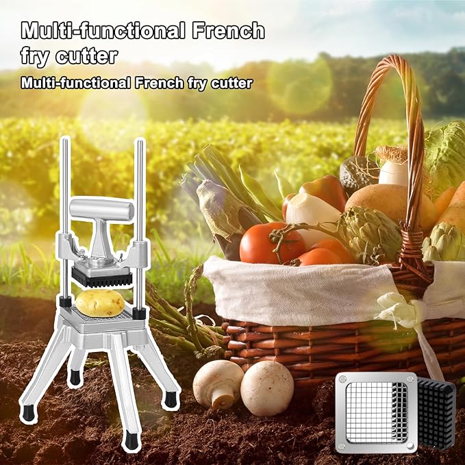 2Pcs 1/4''Replacement Chopper Blade, Commercial Vegetable Chopper Dicer Stainless Steel Blade and Pusher Block for Fruit Cutting Machine Tomato onion French Fries Cutter