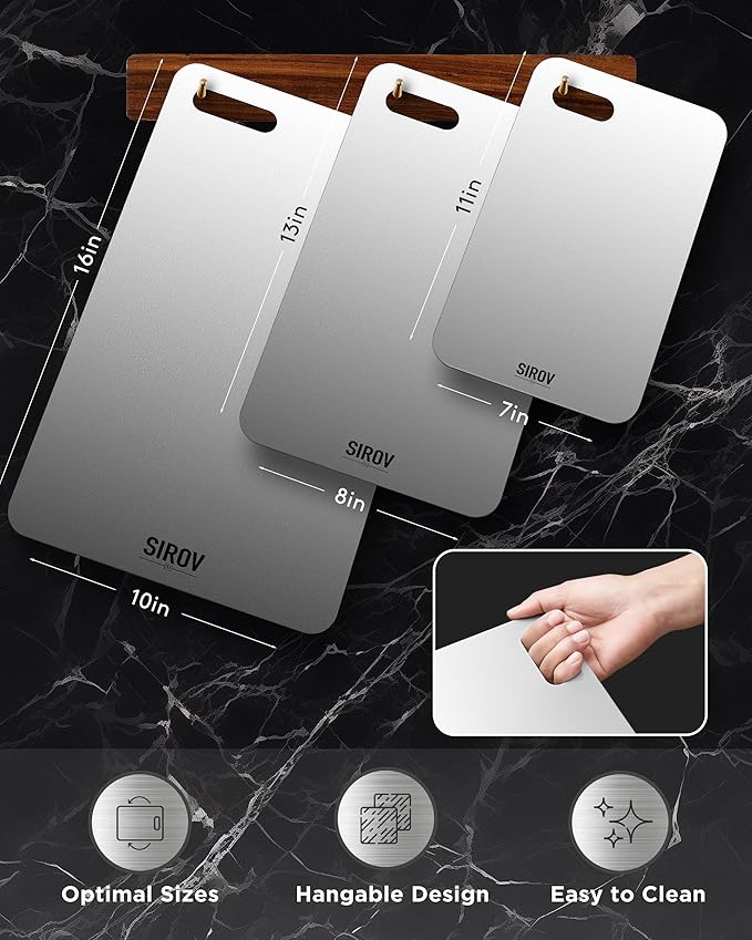 Katuchef Titanium Cutting Board for Kitchen, 100% Pure Titanium Cutting Board Food Grade,Non Toxic chopping board, Dishwasher safe, Easy to Clean(Set of 3)