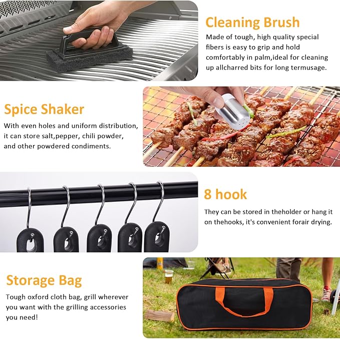 29PCS Blackstone Stainless Steel Spatula Set, Metal Spatula Set for Blackstone, Griddle Scraper/Burger Turner/Metal Grill BBQ Enlarged Spatulas Set with Carry Bag Outdoor BBQ & Teppanyaki & Camping