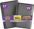 Wilton Silver 2- Piece Non-Stick Baking Sheet Set, Stainless Steel Bakeware for Baking and Roasting, Made without PFAS