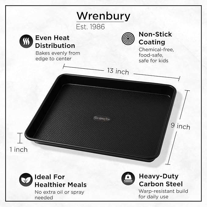 Wrenbury Quarter Sheet Pan - Carbon Steel DuraQuartz Non-Stick ¼ Baking Tray - Non Toxic Small Cookie Pan for Traybake - 13” x 11”