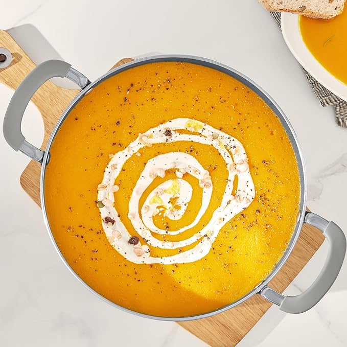 8 Quart Nonstick Stock Pot with Lid, BEZIA Ceramic Soup Pot with Lid, Induction Ready, Large Cooking Pot with Silicone Handle, Compatible with All Cooktops, Dishwasher Safe