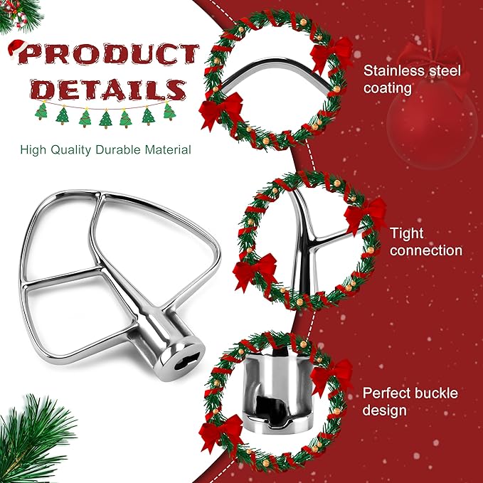 Flat Beater K45B Stainless Steel Attachment -Stainless Steel K45B Kitchen Mixer Paddle Attachment Perfectly Fit for 4.5 QT Tilt-Head Stand Mixer Beater K45SS by MIFLUS