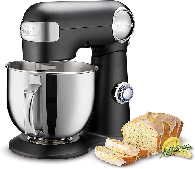 Cuisinart Stand Mixer, 12 Speed, 5.5 Quart Stainless Steel Bowl, Chef’s Whisk, Mixing Paddle, Dough Hook, Splash Guard w/ Pour Spout, Poppy Seed, SM-50PSNAS