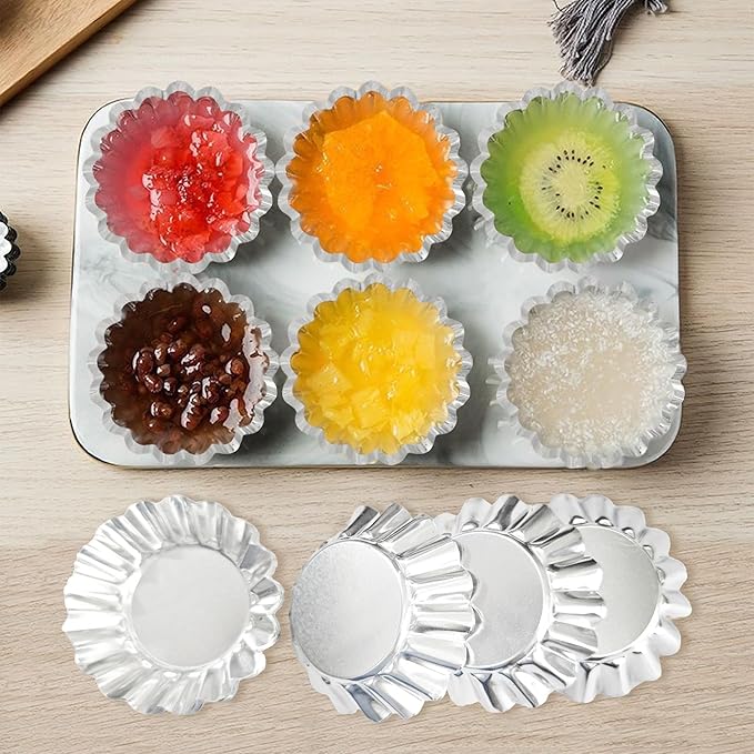 pson 20Pcs 2.75 Inch Egg Tart Molds, Non-Stick Aluminum Mini Tart Pans for Baking Tarts, Pies, Cupcakes, Muffins, Pudding, and Desserts
