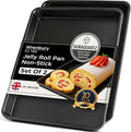 Wrenbury Jelly Roll Pan Set of 2 15x10 - Carbon Steel DuraQuartz Non Toxic Large Baking Sheet - ⅔ Sheet Pan for Cookies