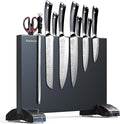 Magnetic Knife Block Without Knives, Black Stainless Steel Magnetic Knife Holder Stand with Strong Knife Magnet Double Side Knife Magnetic Strip Knife Storage Organizer for Kitchen Counter Top