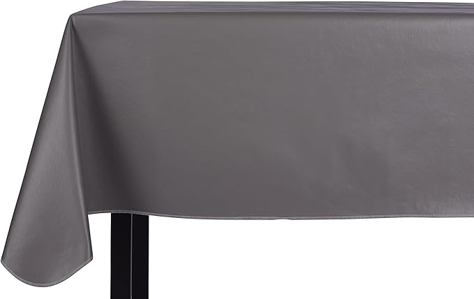 Yourtablecloth Heavy Duty Vinyl Rectangle or Square Tablecloth – 6 Gauge Heavy Duty Tablecloth – Flannel Backed – Wipeable Tablecloth with Vivid Colors & Many Sizes 52 x 52 Gray