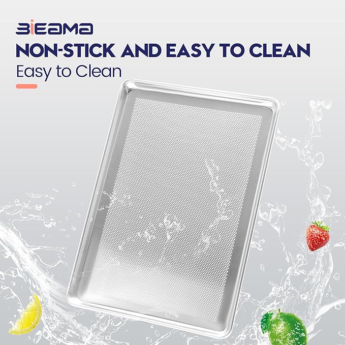 6 Pack Full Size 18" x 26" Aluminum Baking Sheet Pan Perforated, Commercial Bakery Equipment Cookie Sheets, NSF Approved Baking Tray