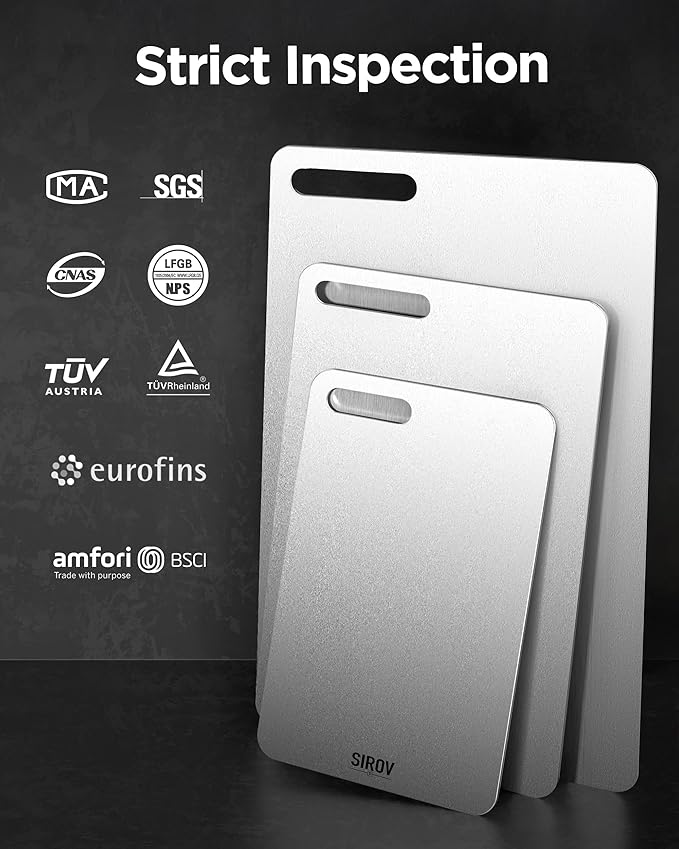 Katuchef Titanium Cutting Board for Kitchen, 100% Pure Titanium Cutting Board Food Grade,Non Toxic chopping board, Dishwasher safe, Easy to Clean Large Size, 16.1”x10”