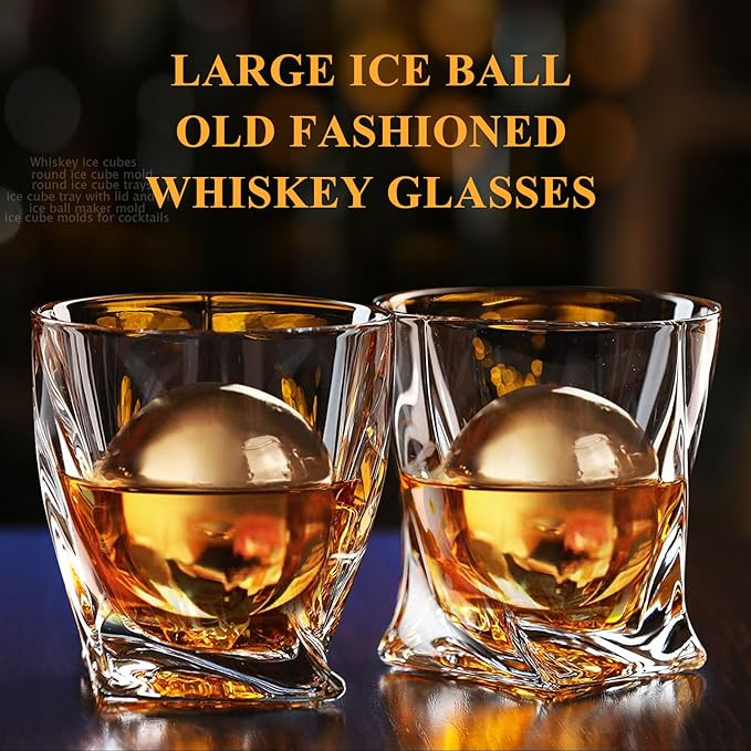 Round Ice Cube Mold,1.8 INCH x 8,Whiskey Ice Cubes Mold,Circle Ice Cube Tray with Lid,Ice Ball Maker Mold Sphere Ice Cube,Large Ice Cube Molds for Whiskey,Cocktails,Coffee