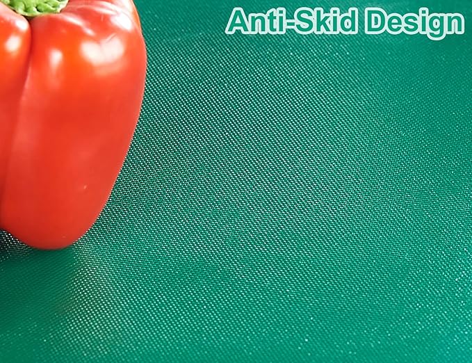 CURTA Cutting Boards for Kitchen, 24" x 18" x 0.5" Green Color Coded Plastic Commercial Chopping Board Anti Slip Surface Dishwasher Safe