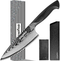 Damascus 6.5" Chef Knife Sharp Kitchen Knife Japan VG-10 Stainless Steel Carbon Ultra Sharp Kitchen Cooking Knife, Ergonomic G10 Handle Deluxe Gift Box
