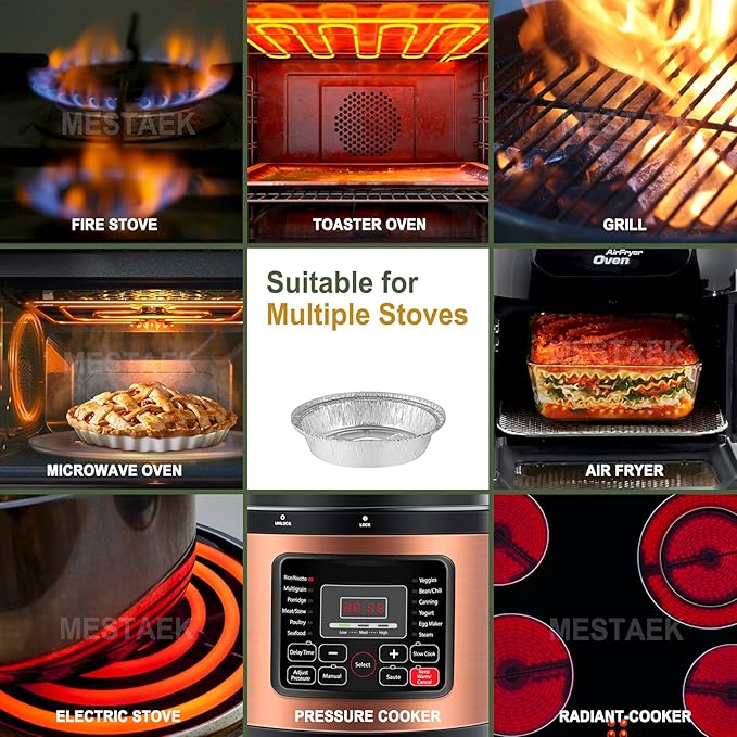 8" Aluminum Foil Pans without Lids 50 Pack of 33.8 oz,Heavy Duty Disposable Containers for Roasting,Storing,Baking,Cooking,Recyclable