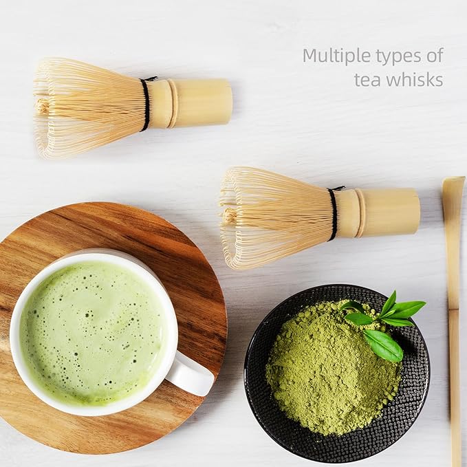 6Pcs Matcha Whisk Set With Bamboo Whisk(120-Prong) and Ceramics Holders and Bowl,Scoop,Stainless Steel Sifter for Women Christmas Birthday Gifts
