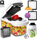 Vegetable Chopper: 10 in 1 Food Chopper - Onion Vegetable Slicer Cutter Dicer, Veggie Cutter with Container, 2 Blades, Kitchen Gadgets for Carrot Salad Garlic Potato Slicer