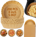 200Pcs Air Fryer Disposable Paper Liner, 8 Inch Round Non-Stick Air Fryer Liners Parchment Paper for 5-8 QT Air Fryer Baking Roasting Microwave