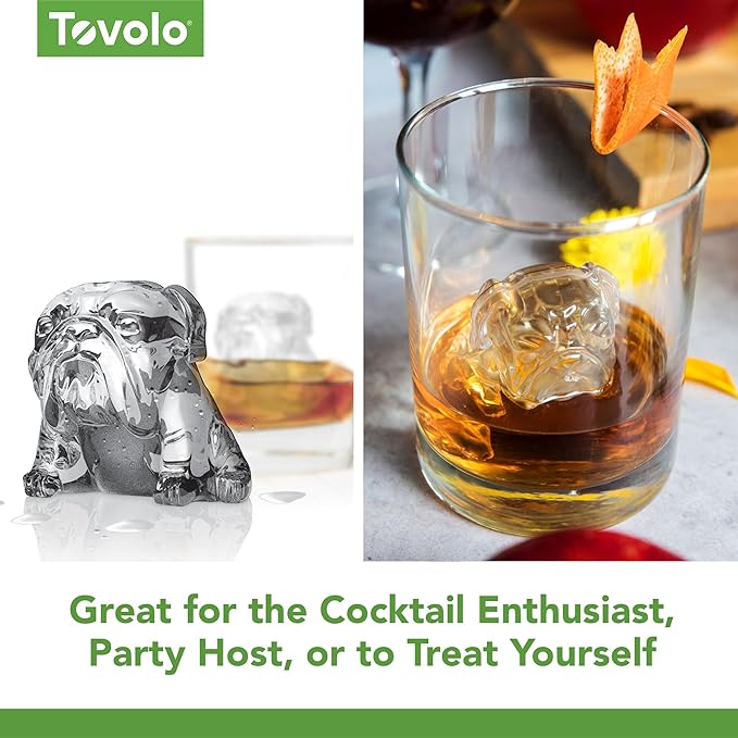 Tovolo Ice Cubes Mold Pack of 2 Large Craft Ice Molds for Whiskey Bourbon Cocktails, Easy Fill No Leak Silicone Ice Molds Gift for Him Stackable Dishwasher Safe BPA Free Heart Ice